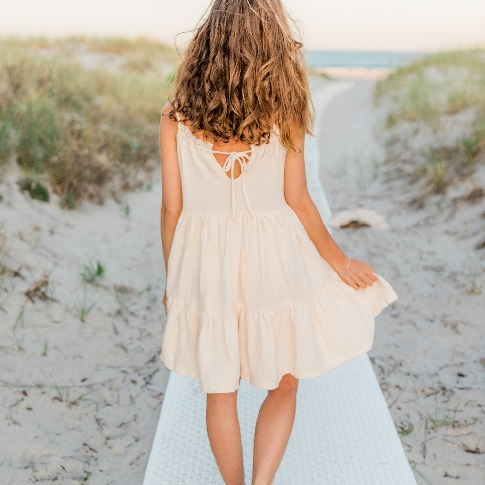 Pink Tiered Linen Dress